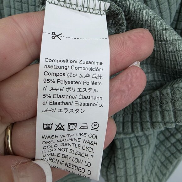 Green Waffle Knit Button-Up Shirt w/Chest Pocket & Long Sleeves Relaxed Fit - Picture 9 of 12